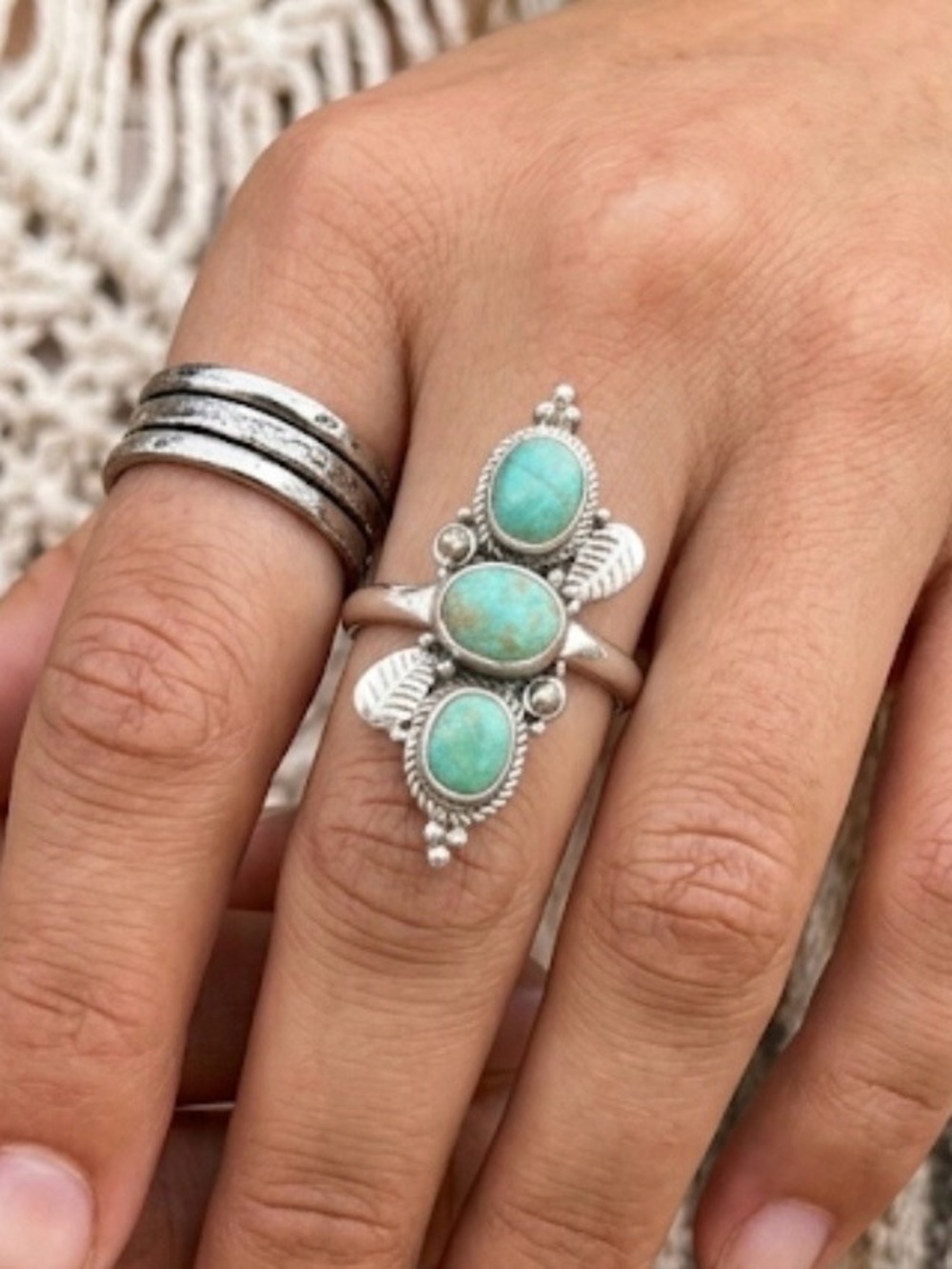Southwestern Sterling Silver 925  Sonoran Gold Turquoise Ring Size 7 6g